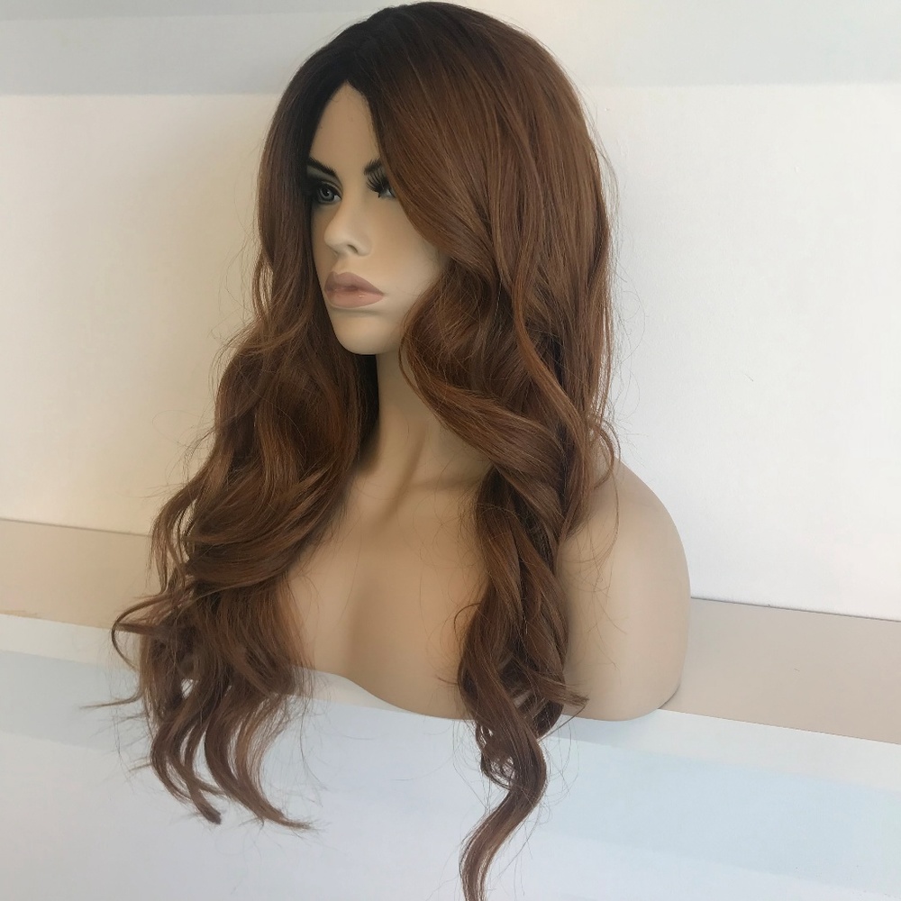 30" Side Part Dirty Blonde Wavy Wig | Aimee - Picture 3 of 5